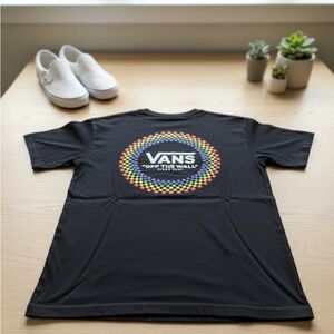 Vans Black Tee with Multicolor Logo size Medium unisex